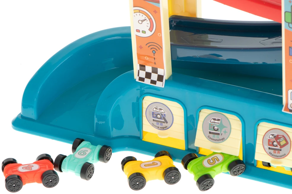 Ikonka Garažas su nuvažiavimu + 8 automobiliai