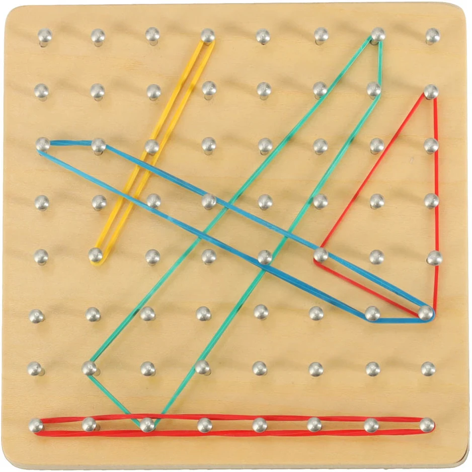 Ikonka Geoboard Geoplan medinė dėlionė, kurianti figūras su gumytėmis