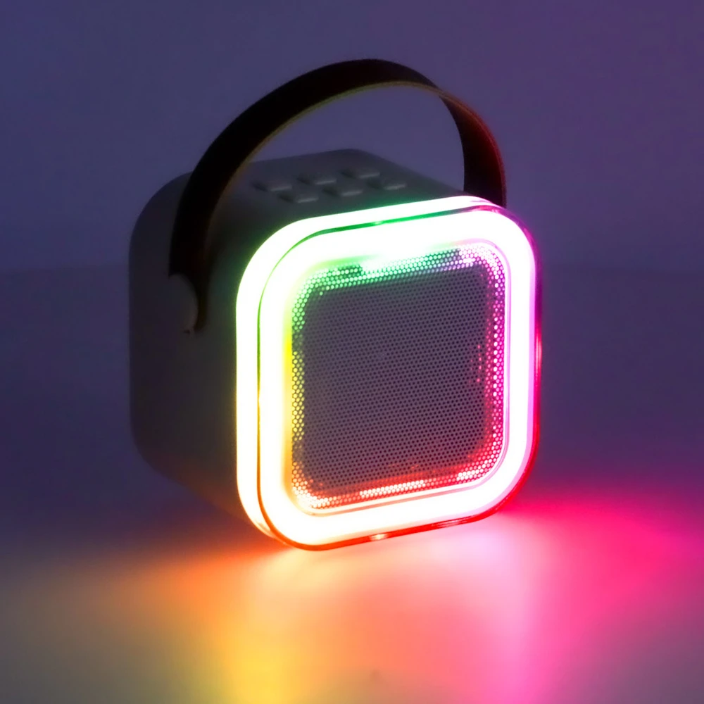 Ikonka Karaokės rinkinys 2 mikrofonai + nešiojamas garsiakalbis BLUETOOTH USB LED smėlio spalvos
