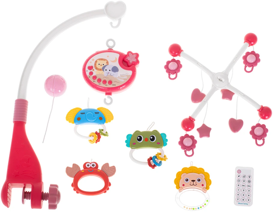 Ikonka Lullaby žvaigždžių dizaino karuselė rožinė + nuotolinio valdymo pultas