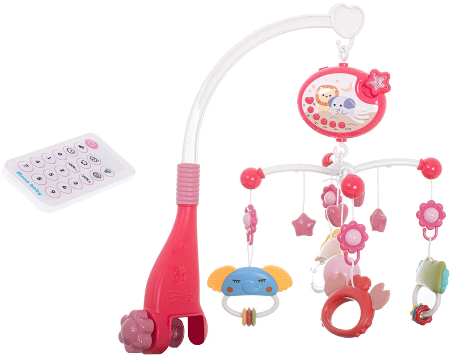 Ikonka Lullaby žvaigždžių dizaino karuselė rožinė + nuotolinio valdymo pultas