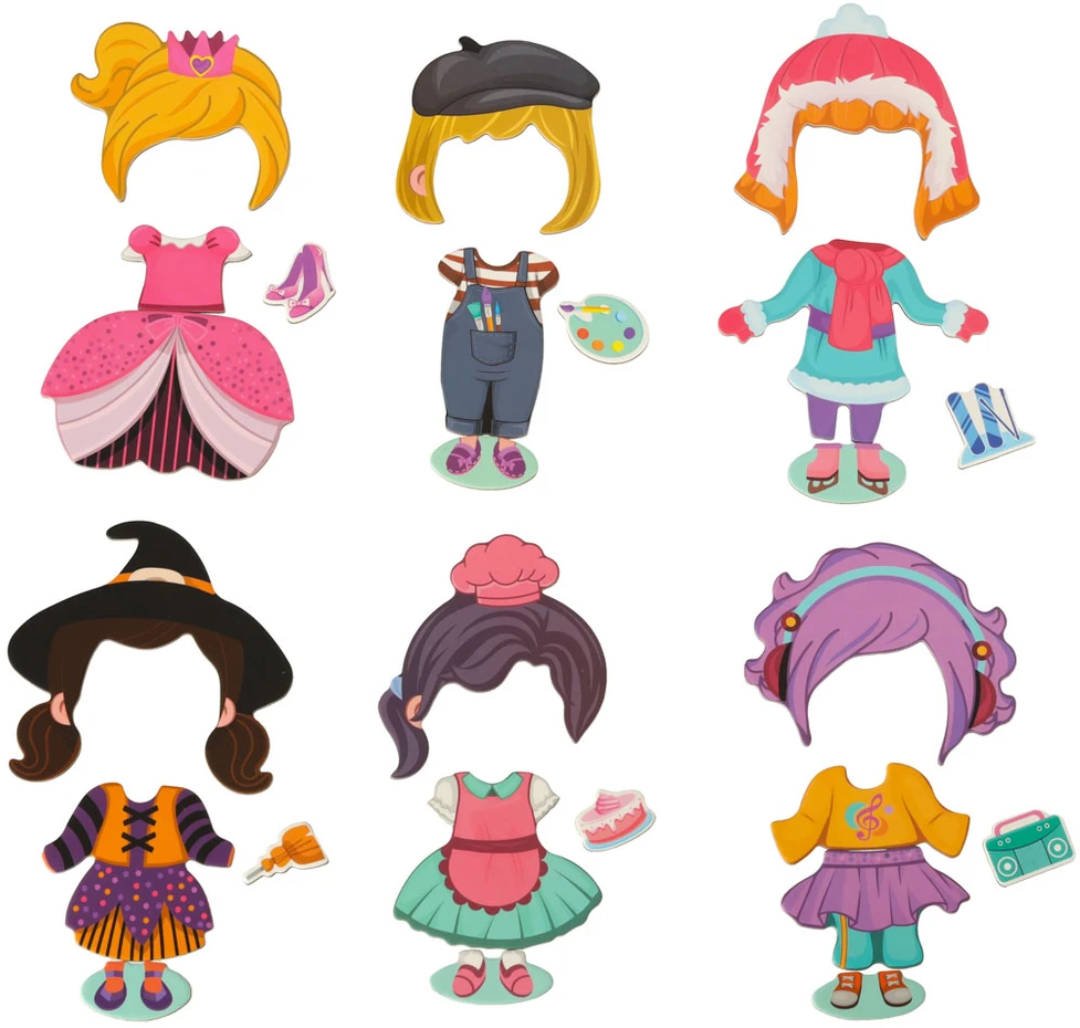 Ikonka Magnetinė dėlionė Dress up lėlė 51el.