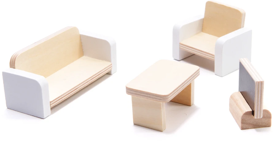 Ikonka MDF medinis lėlių namelis + baldai 78cm juodas LED