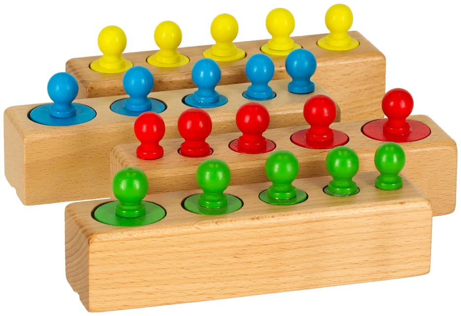Roger Montessori mediniai cilindriniai svarmenys spalvingi
