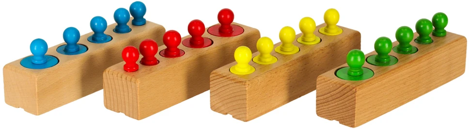 Roger Montessori mediniai cilindriniai svarmenys spalvingi