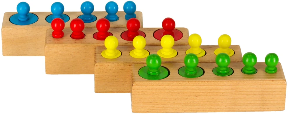 Roger Montessori mediniai cilindriniai svarmenys spalvingi