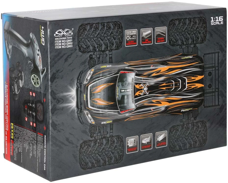 Ikonka RC automobilis Q901 bešepetėlinis 1:16 2.4G 4CH 52km/h raudonas