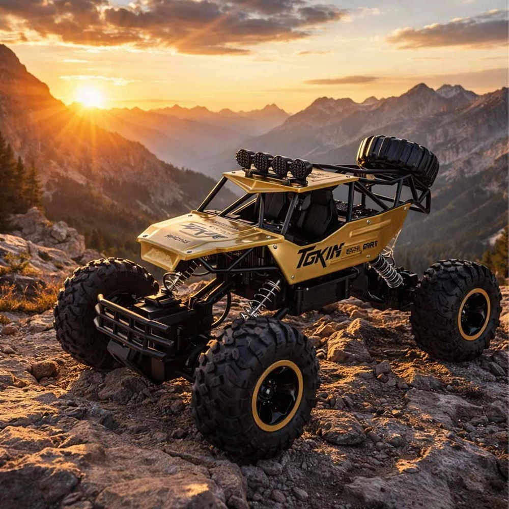 Ikonka RC automobilis Rock Crawler 1:12 4WD METAL aukso spalvos