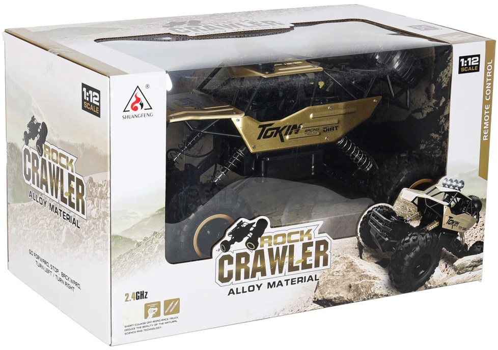 Ikonka RC automobilis Rock Crawler 1:12 4WD METAL aukso spalvos
