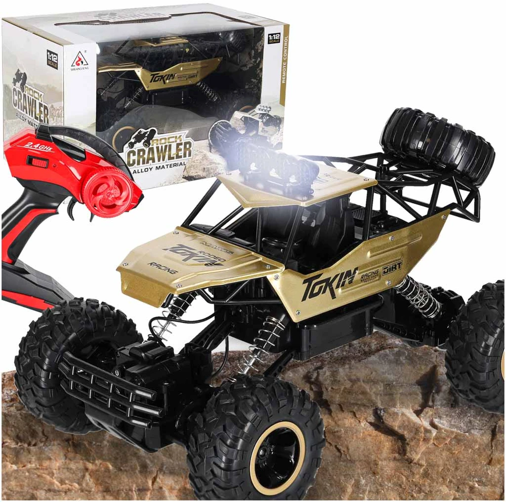 Ikonka RC automobilis Rock Crawler 1:12 4WD METAL aukso spalvos