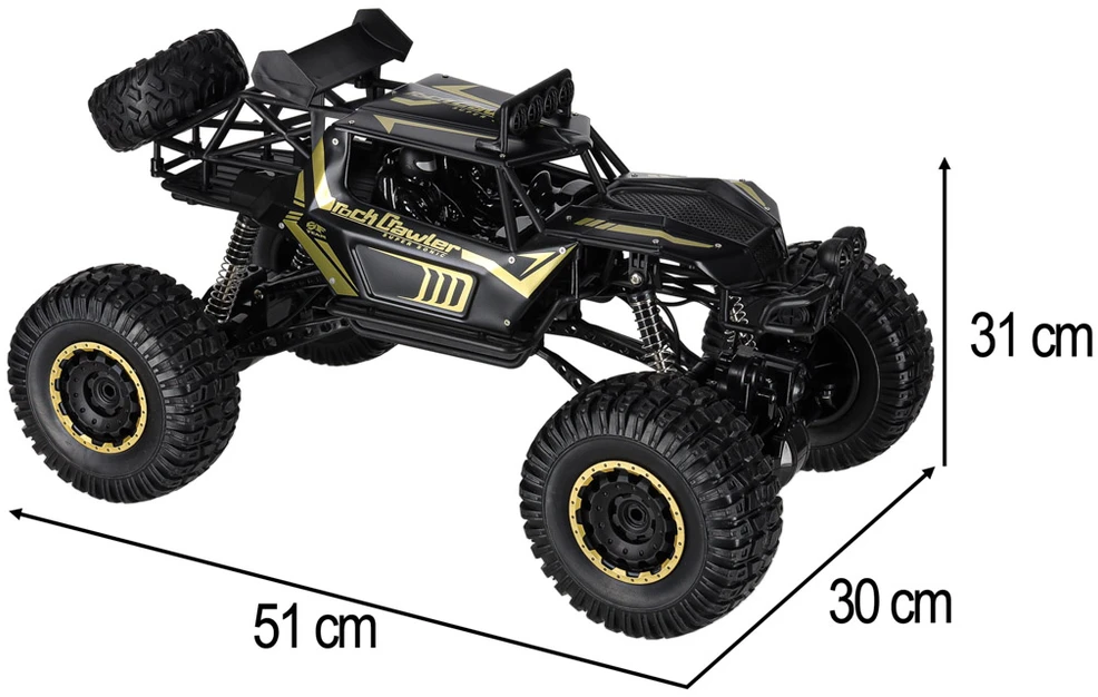Ikonka RC automobilis Rock Crawler 2.4GHz 1:8 51cm juodas