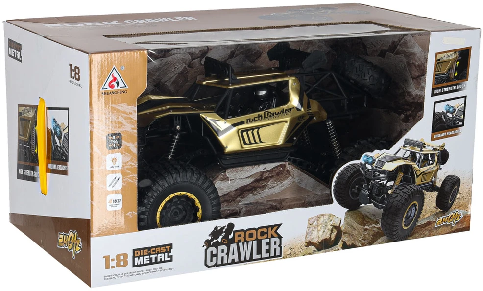 Ikonka RC automobilis Rock Crawler 2.4GHz 1:8 51cm aukso spalvos