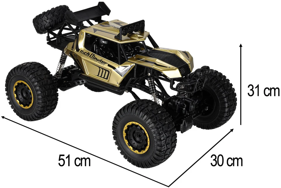 Ikonka RC automobilis Rock Crawler 2.4GHz 1:8 51cm aukso spalvos