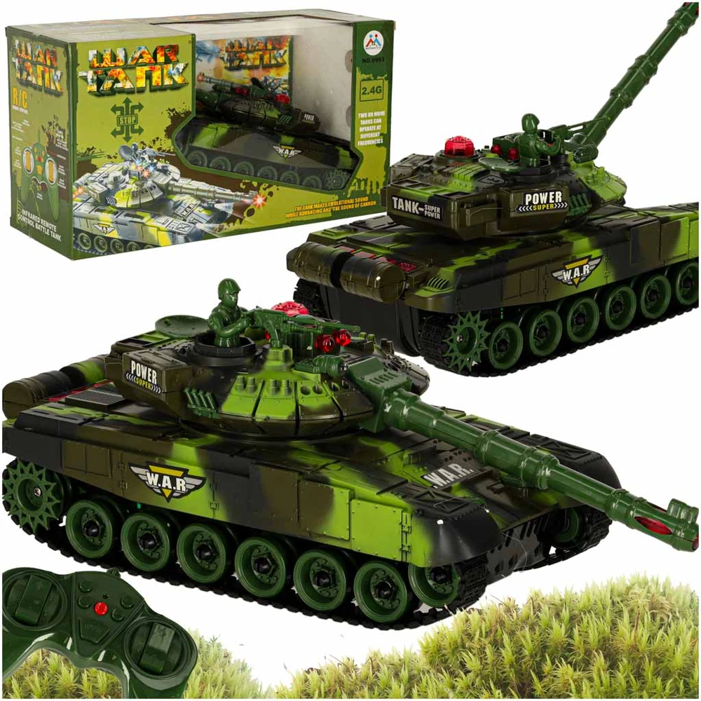Ikonka RC karo tankas 9993 2,4 GHz miško kamufliažas