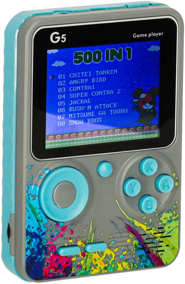 Ikonka Nešiojama mini retro žaidimų konsolė, pilka