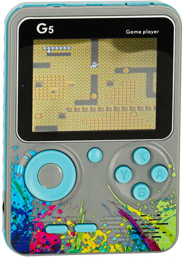 Ikonka Nešiojama mini retro žaidimų konsolė, pilka