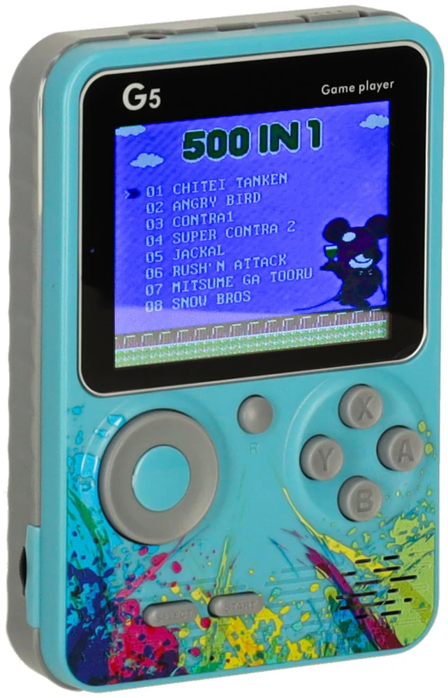 Ikonka Nešiojama mini retro žaidimų konsolė, mėlyna