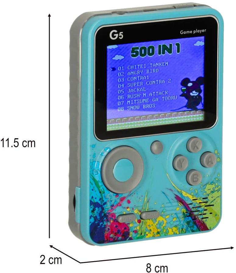 Ikonka Nešiojama mini retro žaidimų konsolė, mėlyna