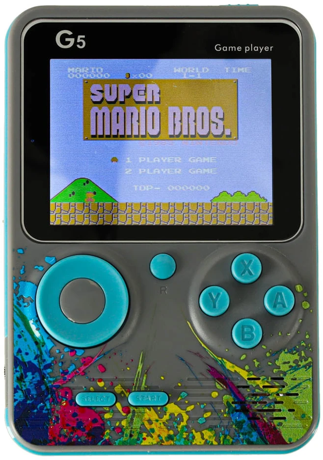 Ikonka Nešiojama mini retro žaidimų konsolė, pilka
