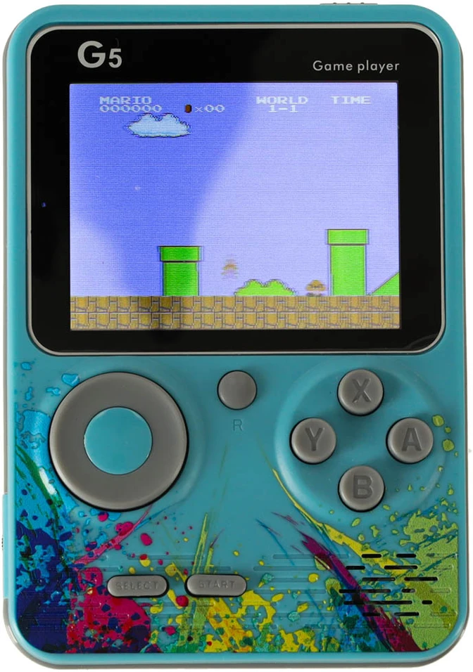 Ikonka Nešiojama mini retro žaidimų konsolė, mėlyna
