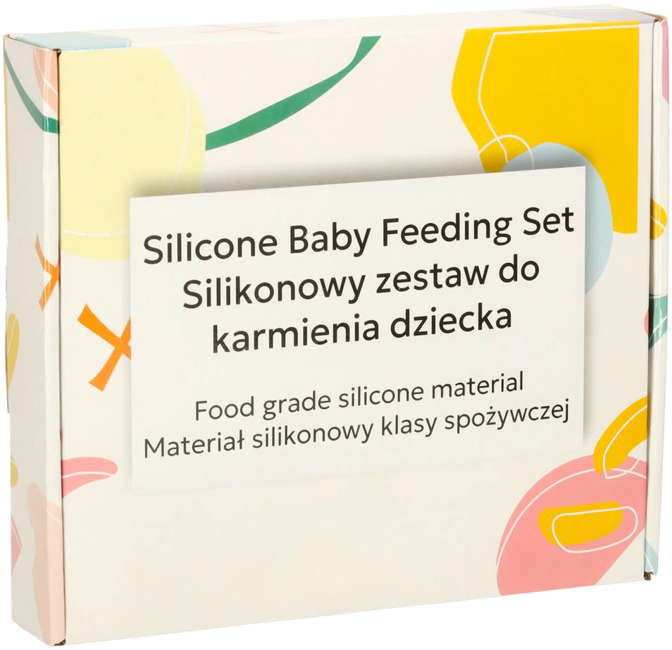 Ikonka Silikoninis vaikiškų indų rinkinys iš 4 dalių meškiuko apelsino