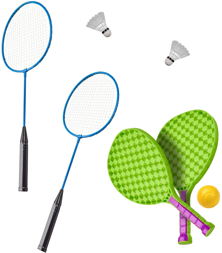 Ikonka Sporto rinkinys 5in1 badmintonas krepšinis tinklinis tenisas frisbis