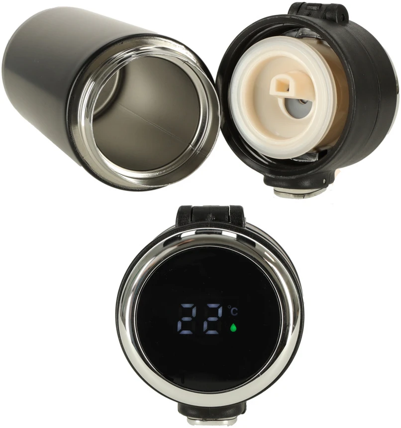 Termo puodelis - termosas 420ML su LED temperatūros indikatoriumi, juodas