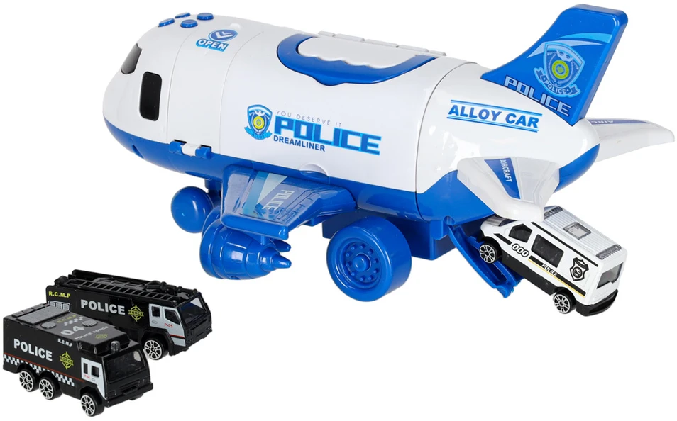 Ikonka Transporterio lėktuvas + 3 policijos automobiliai