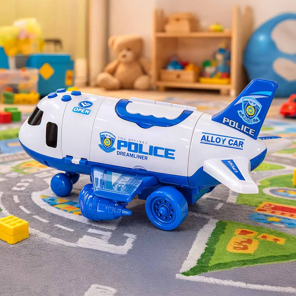 Ikonka Transporterio lėktuvas + 3 policijos automobiliai