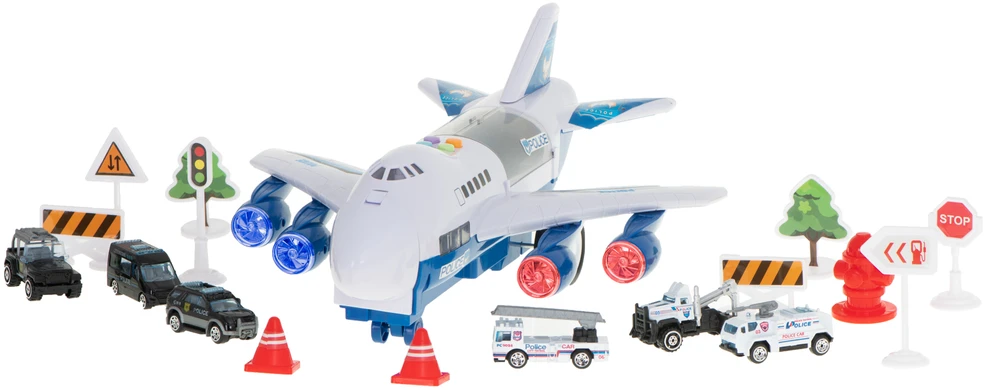 Ikonka Transporterio lėktuvas + 6 automobiliai policijos šonaspriekyje