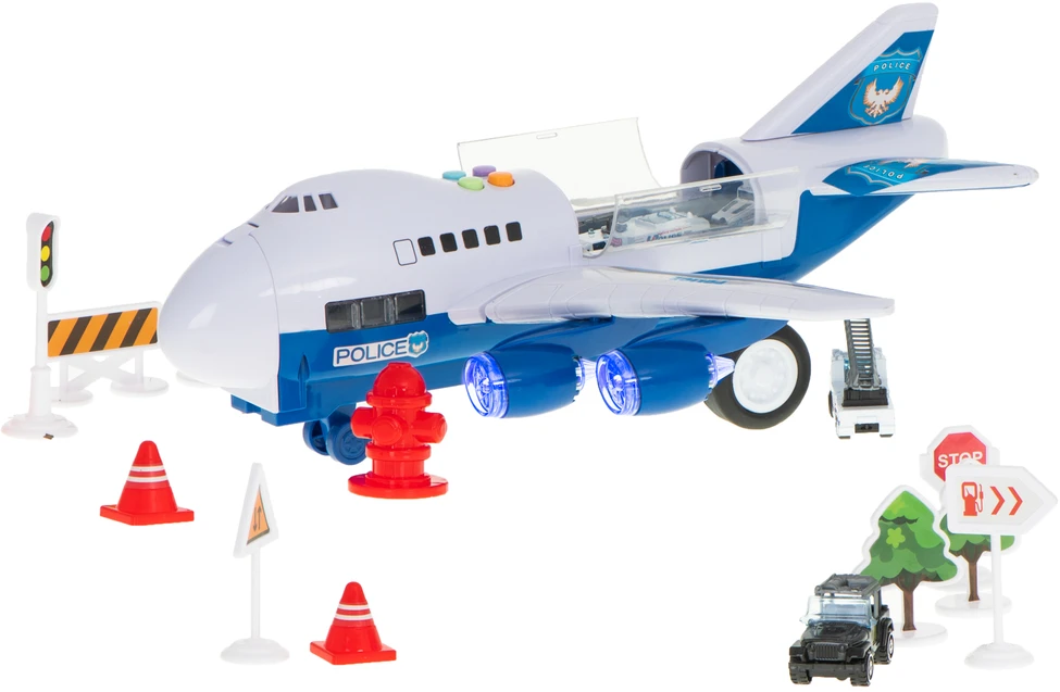 Ikonka Transporterio lėktuvas + 6 automobiliai policijos šonaspriekyje