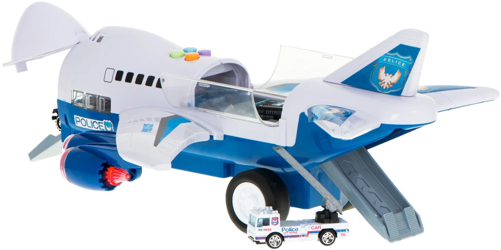 Ikonka Transporterio lėktuvas + 6 automobiliai policijos šonaspriekyje