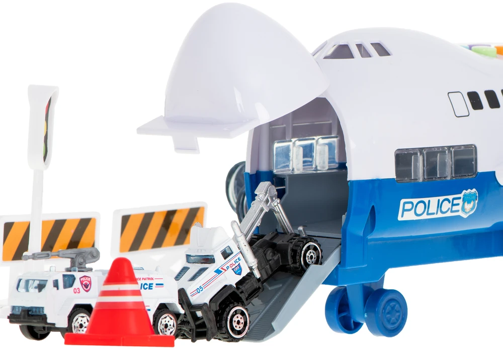 Ikonka Transporterio lėktuvas + 6 automobiliai policijos šonaspriekyje