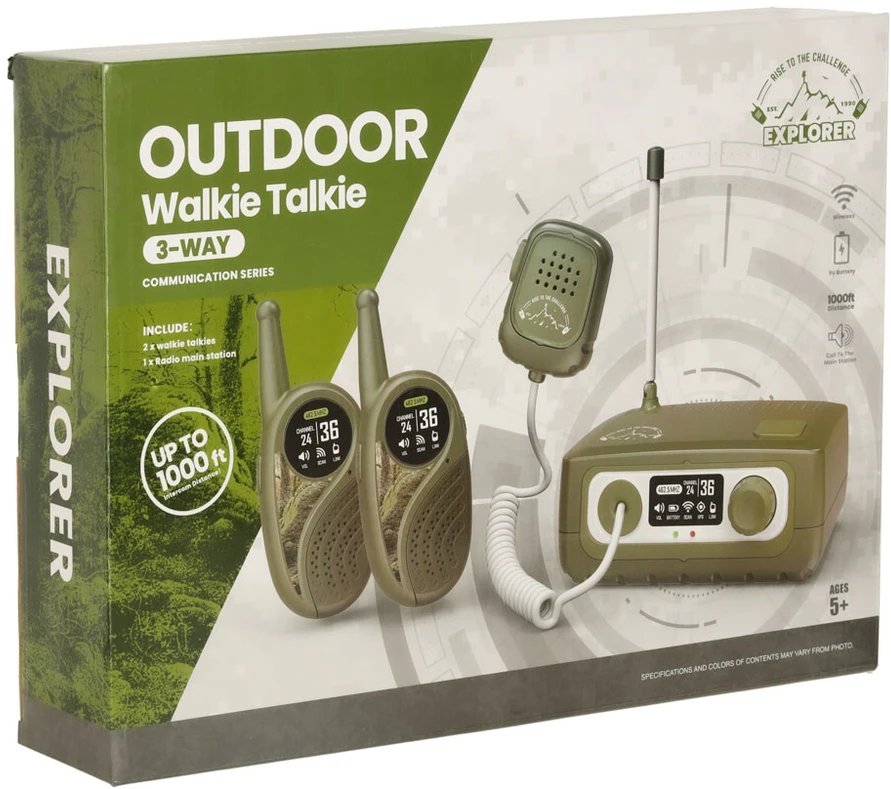 Ikonka Vaikams skirtas Walkie Talkie radijo imtuvų rinkinys su PBX chaki spalvos