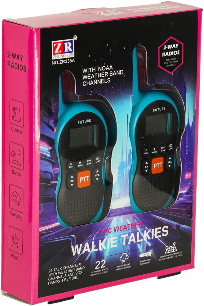 Ikonka Vaikams skirti Walkie Talkie radijo imtuvai 3 km pasiekiamumas, rinkinys 2 vnt.