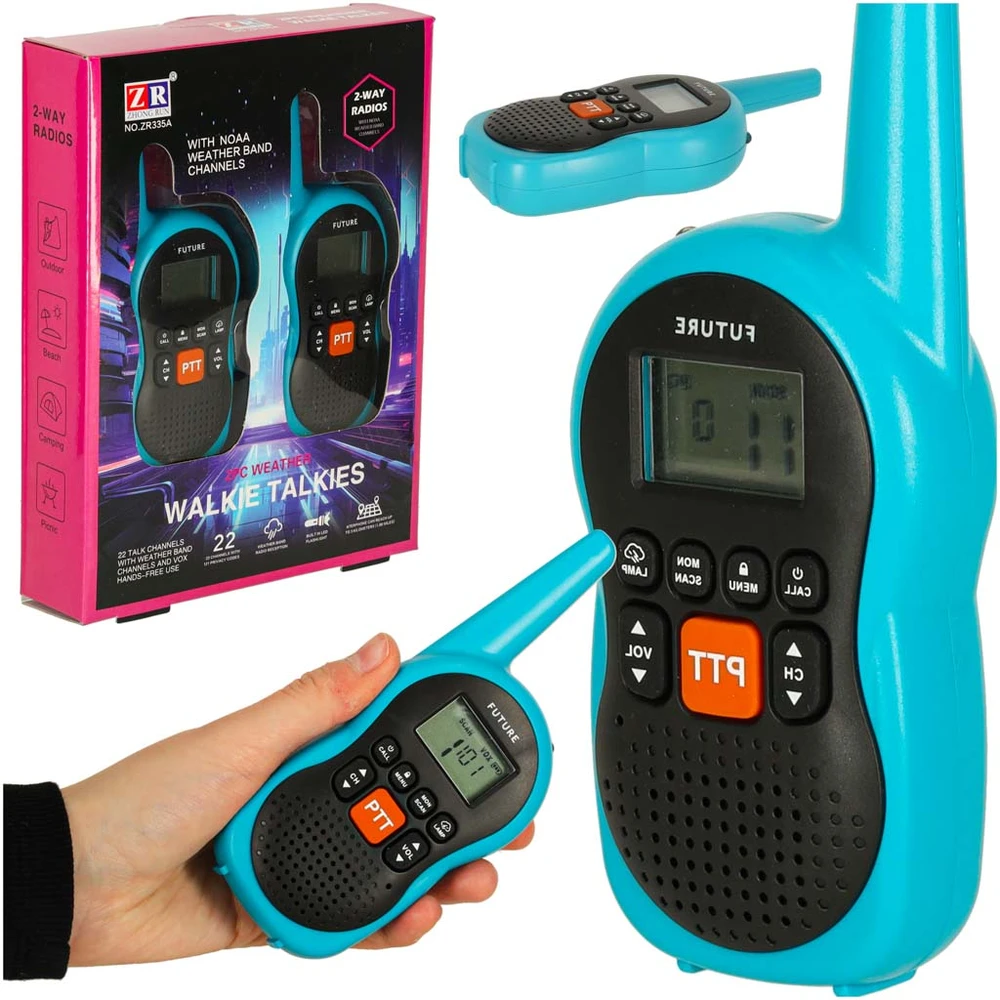 Ikonka Vaikams skirti Walkie Talkie radijo imtuvai 3 km pasiekiamumas, rinkinys 2 vnt.