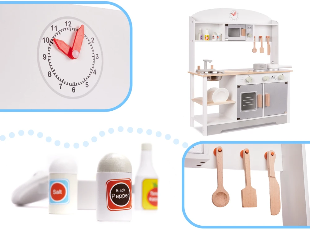 Black & Decker Vaikiška medinė virtuvė MDF MODERN CLASSIC+ priedai