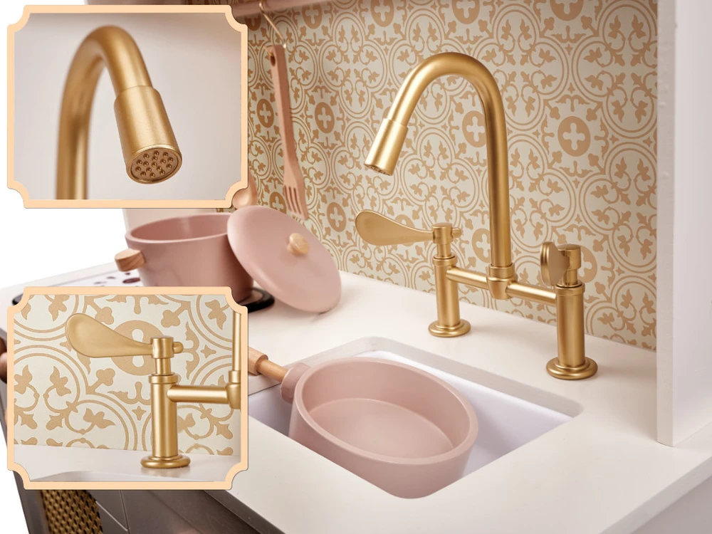 Vaikiška Retro stiliaus medinė virtuvė su priedais