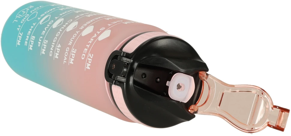 Ikonka Gertuvė su šiaudeliu ir laiko gradacija, 1000 ml, rožinė su mėlyna
