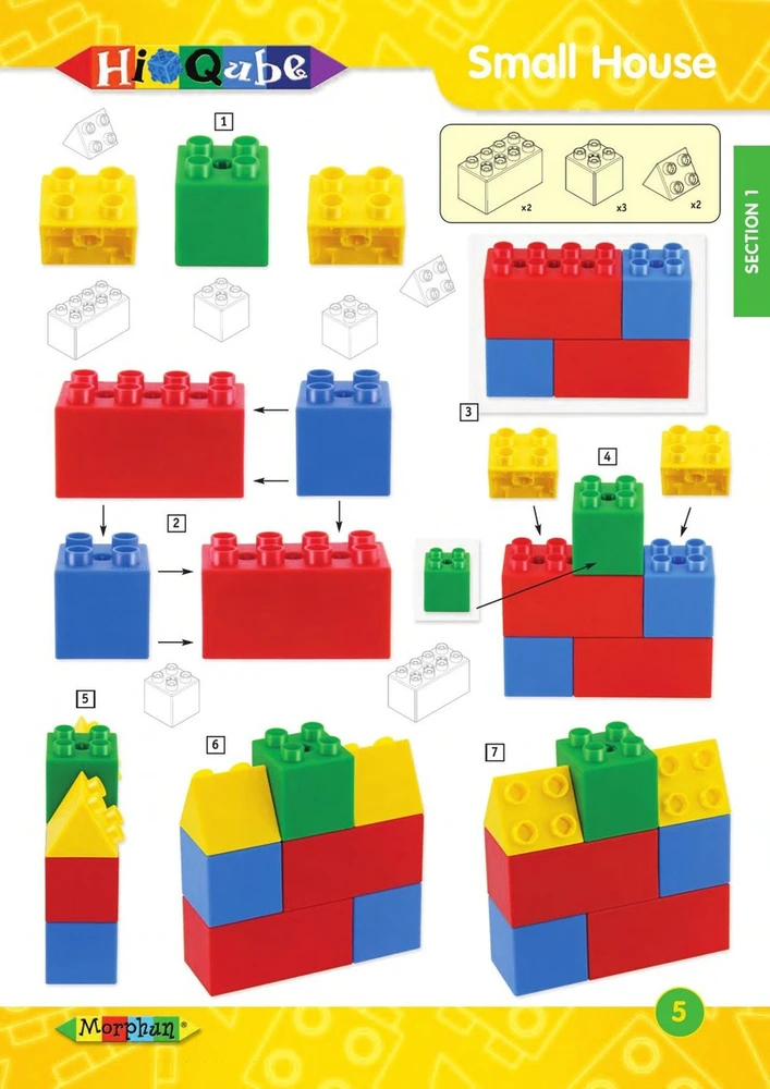 Iliustruota Morphun Hi-Qube konstravimo instrukcija vaikams nuo 6 metų, A4 formato