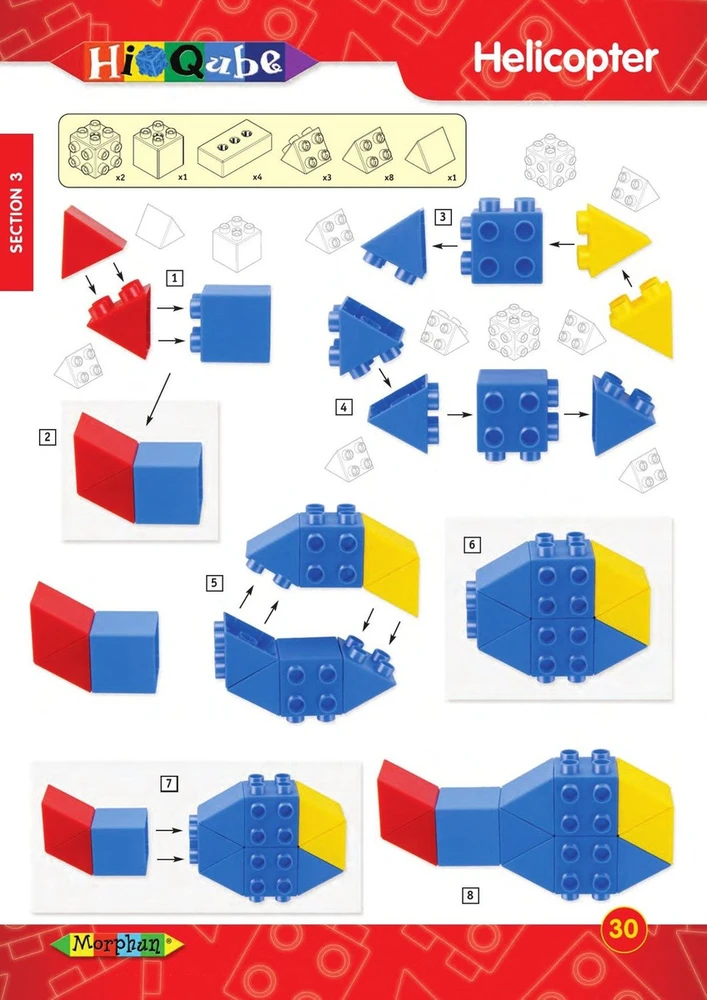 Iliustruota Morphun Hi-Qube konstravimo instrukcija vaikams nuo 6 metų, A4 formato
