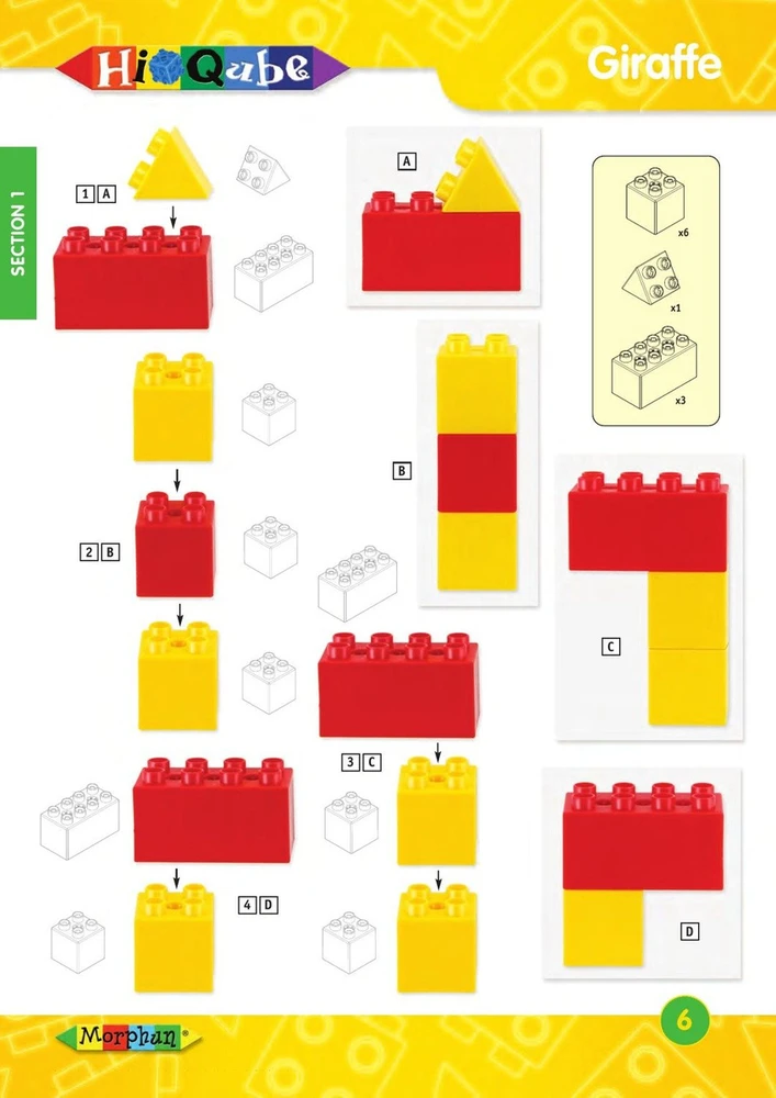Iliustruota Morphun Hi-Qube konstravimo instrukcija vaikams nuo 6 metų, A4 formato