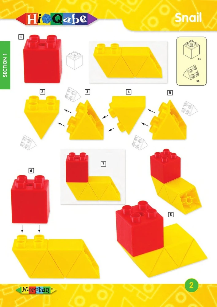 Iliustruota Morphun Hi-Qube konstravimo instrukcija vaikams nuo 6 metų, A4 formato