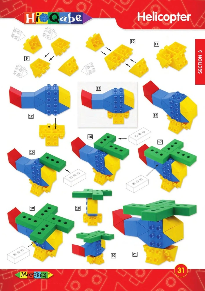 Iliustruota Morphun Hi-Qube konstravimo instrukcija vaikams nuo 6 metų, A4 formato