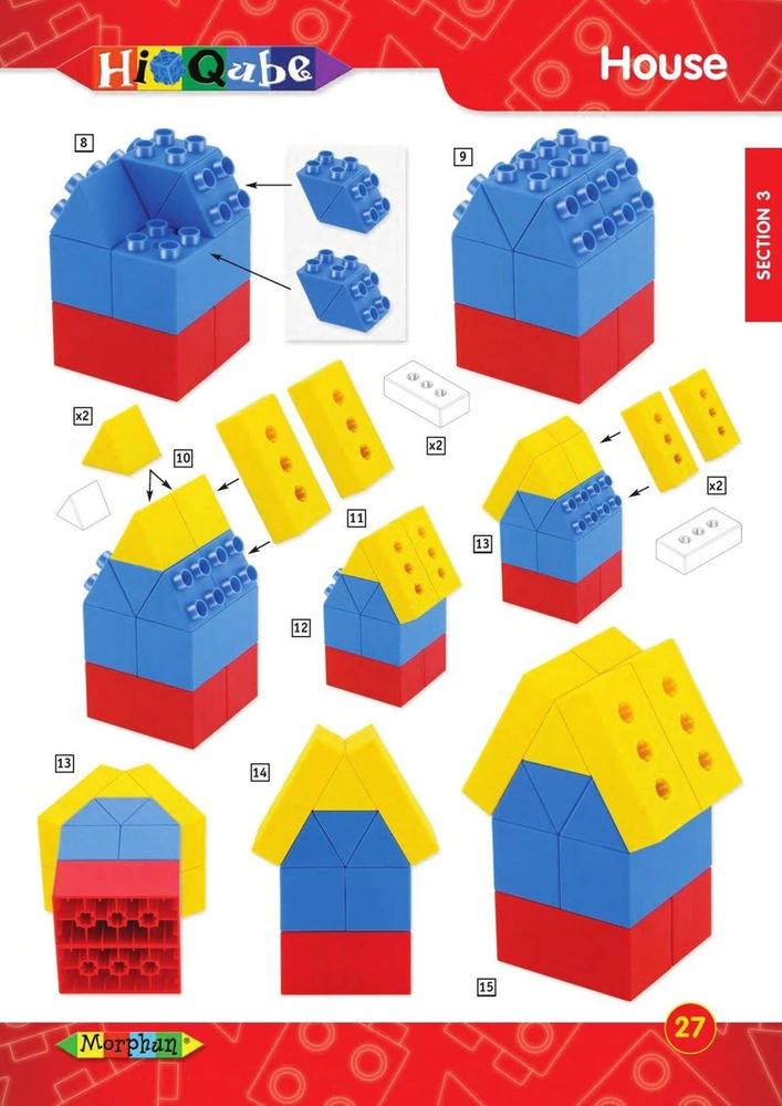 Iliustruota Morphun Hi-Qube konstravimo instrukcija vaikams nuo 6 metų, A4 formato