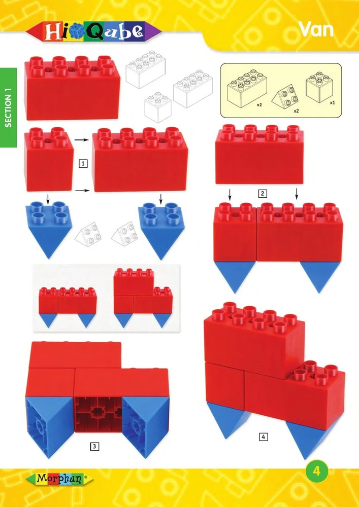 Iliustruota Morphun Hi-Qube konstravimo instrukcija vaikams nuo 6 metų, A4 formato