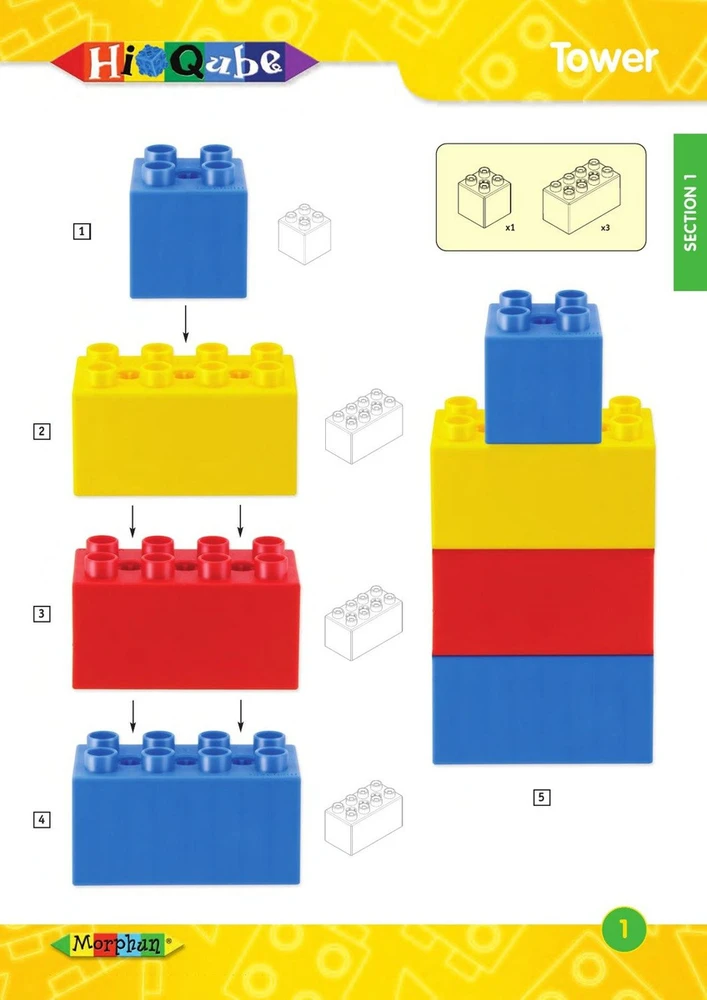 Iliustruota Morphun Hi-Qube konstravimo instrukcija vaikams nuo 6 metų, A4 formato