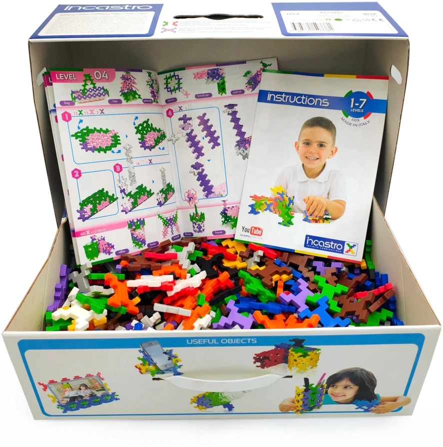 Incastro Box 500 kūrybiniai konstruktoriaus rinkinys vaikams nuo 3 metų, 500 dalių, spalvotas