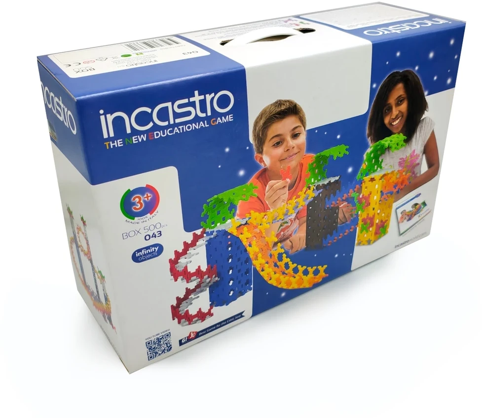 Incastro Box 500 kūrybiniai konstruktoriaus rinkinys vaikams nuo 3 metų, 500 dalių, spalvotas