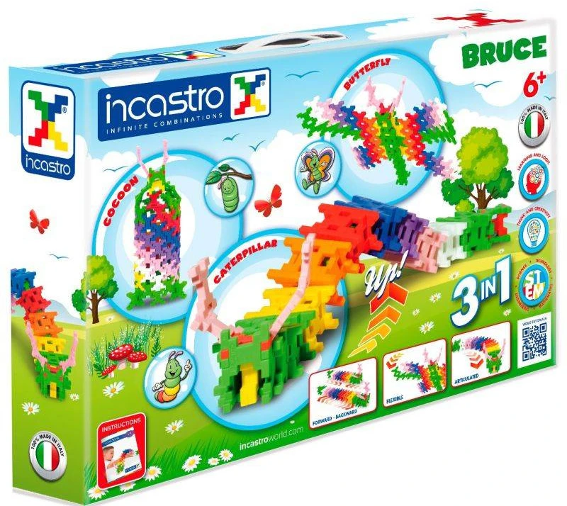 Inovatyvūs Incastro Bruce 3in1 konstruktoriaus rinkinys su 103 detalėmis, vaikams nuo 5 metų, spalvotas